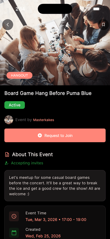 Hangout detail with Request to Join