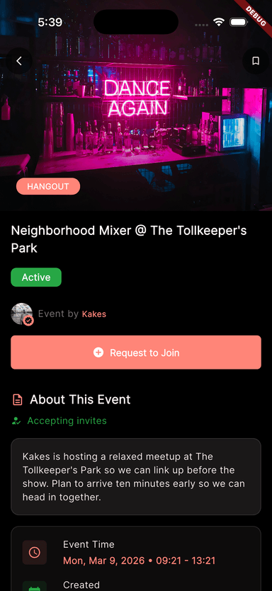 Hangout detail with Request to Join